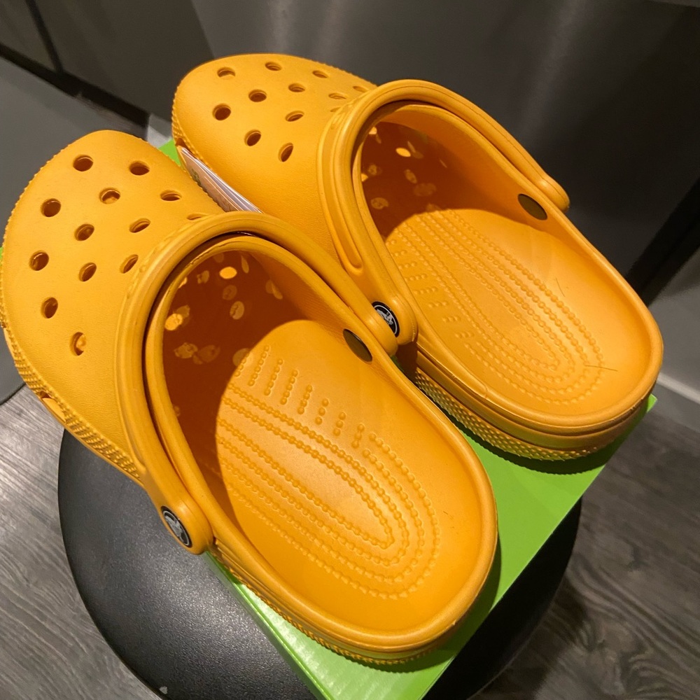 Orange crocs